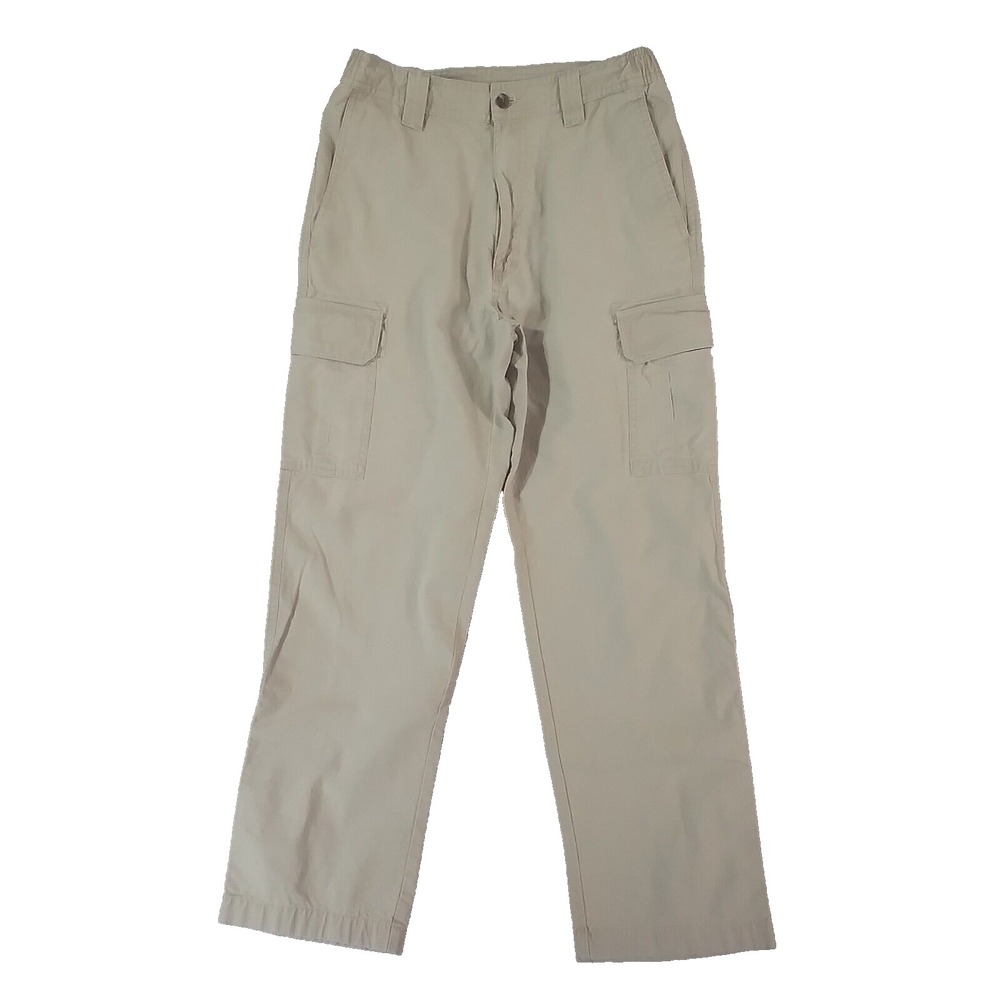 L.L. Bean Cargo Pants Men 31x29 Tan Beige Comfort Waist Cotton Outdoor Straight